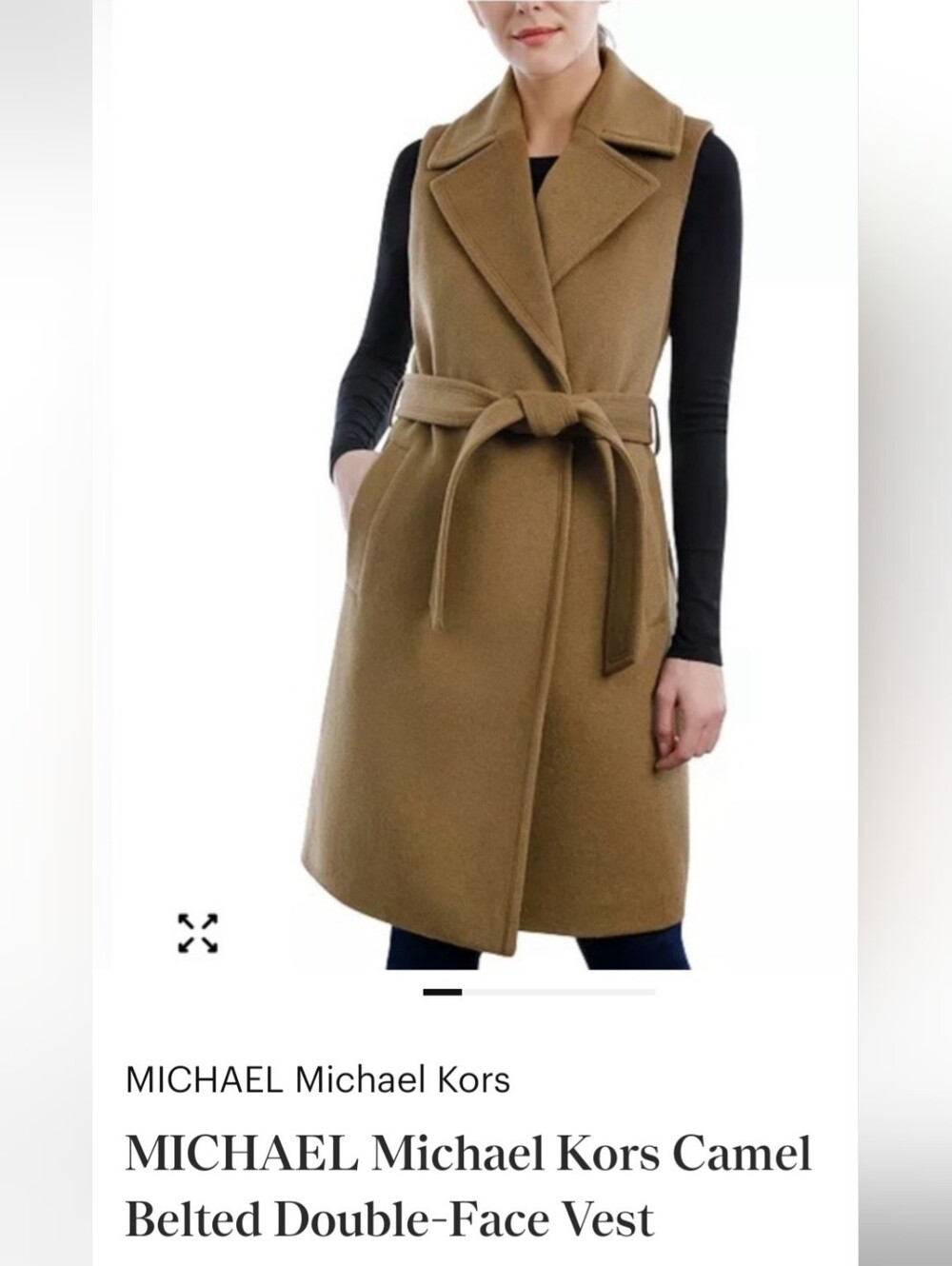 Michael Kors Sleeveless Camel Wrap Coat Dress